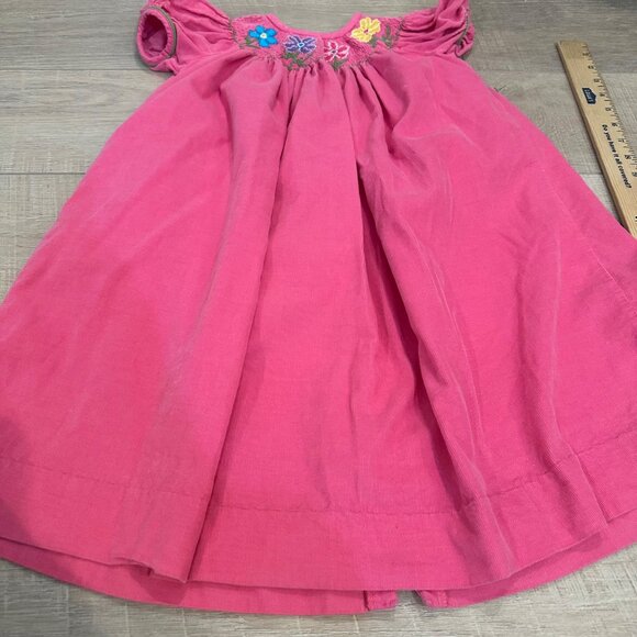 CASTLE & CROWNS GIRLS PINK CORDUROY SMOCKED FLOWERS DRESS 4T - Picture 2 of 8